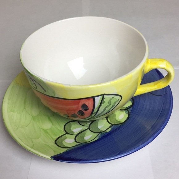 Other - Multi Fruit Large Tea Cup with Saucer